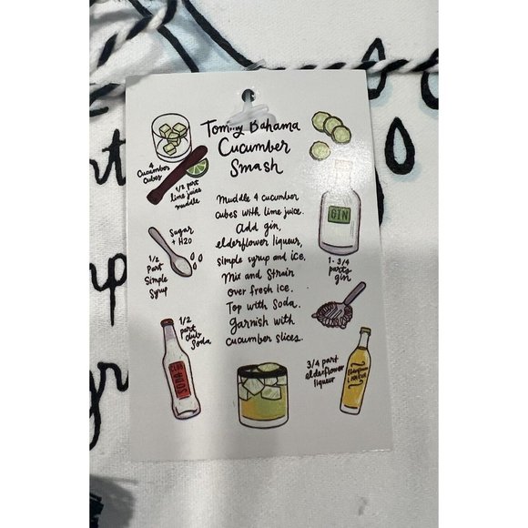 Tommy Bahama Kitchen Tea Towel Cucumber Smash Recipe 17"x26” Bar Ware Cotton NWT - Picture 4 of 6